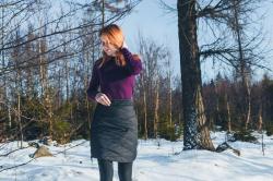 Husky Freez L mustard/dk. grey green dámská oboustranná zimní sukně POUZE L (VÝPRODEJ)