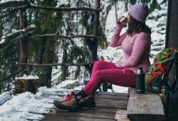 Husky Merea L dark grey merino termoprádlo kalhoty