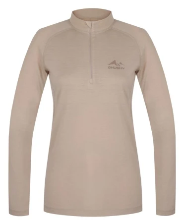 Husky Merow Zip L beige dámské merino tričko