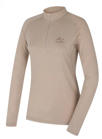 Husky Merow Zip L beige dámské merino tričko
