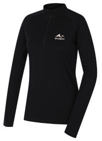 Husky Merow Zip L black dámské merino tričko