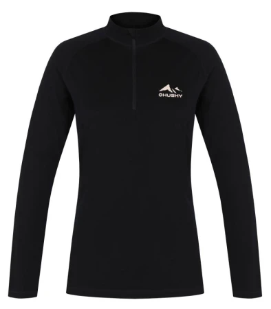 Husky Merow Zip L black dámské merino tričko