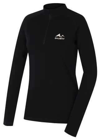 Husky Merow Zip L black dámské merino tričko