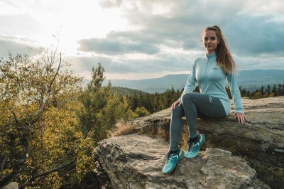 Husky Merow Zip L faded mint merino termoprádlo triko
