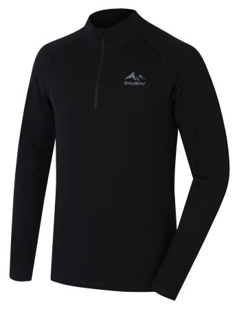 Husky Merow zip M black pánské merino triko