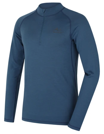 Husky Merow zip M blue pánské merino triko