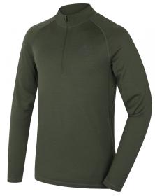 Husky Merow zip M green pánské merino triko