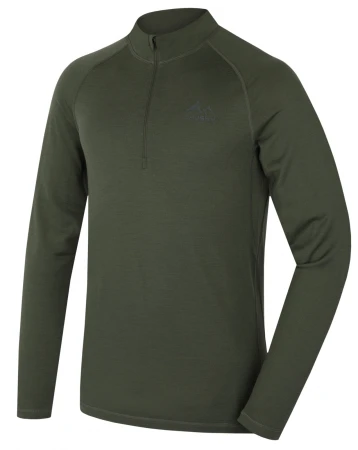 Husky Merow zip M green pánské merino triko