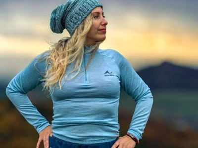 Husky Merow Zip L faded mint merino termoprádlo triko POUZE M (VÝPRODEJ)