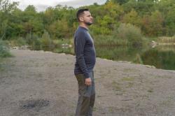 Husky Aron M bright green pánská merino mikina