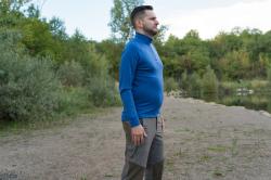 Husky Aron Zip M mustard pánská merino mikina