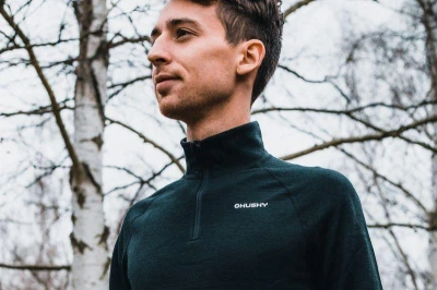 Husky Aron Zip M mustard pánská merino mikina