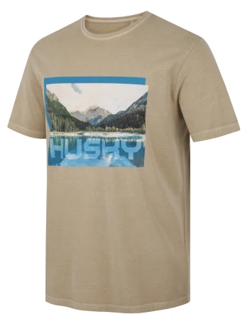 Husky Tee Lake M beige pánské bavlněné triko