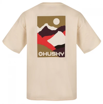 Husky Tee Panorama M beige pánské bavlněné triko