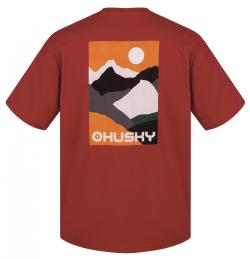 Husky Tee Panorama M dark red pánské bavlněné triko