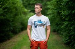 Husky Tee Skyline M light grey pánské bavlněné triko