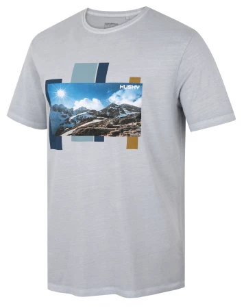 Husky Tee Skyline M light grey pánské bavlněné triko