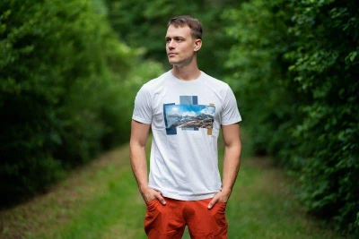 Husky Tee Skyline M white pánské bavlněné triko
