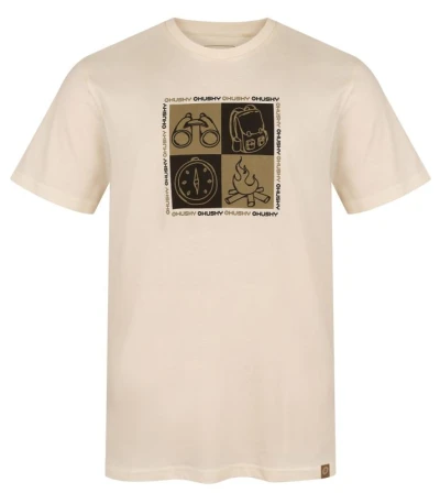 Husky Tee Square M beige pánské bavlněné triko