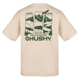 Husky Tee View M beige pánské bavlněné triko