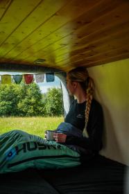 Husky Dinis -10°C blue/mint péřový třísezónní spacák