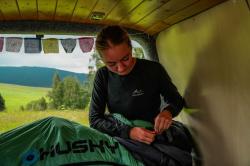 Husky Dinis -10°C blue/mint péřový třísezónní spacák