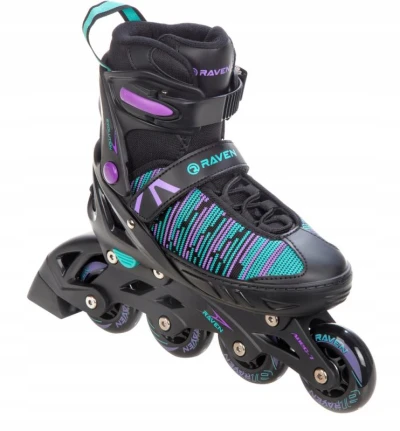 Raven Cande Black/Mint/Violet dětské kolečkové brusle