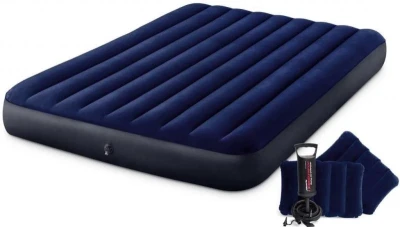 Intex Nafukovací postel 64765 QUEEN Dura-Beam 152x203x25 cm + Ruční pumpa, polštářky (VÝPRODEJ)