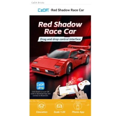 IQ models Programovatelná RC stavebnice 1:20 Red Shadow Race Car - 328 dílků
