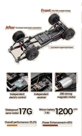 IQ models RC auto Land Cruiser TOYOTA s navijákem - červená + náhradní akumulátor