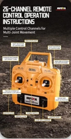 IQ models HN538 žluté 1:14 26CH RC auto s jeřábovým ramenem