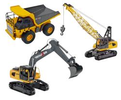 IQ models Set RC bagru, dump trucku a pásového jeřábu 1/24 IQ models Set RC bagru, dump trucku a pásového jeřábu 1/24
