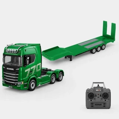 IQ models Scania 770 S zelená metalíza RC tahač s plošinovým návěsem 1:18