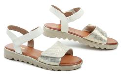 Jana 8-28265-42 bielo zlaté dámske sandále šírka H