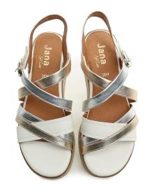Jana 8-28267-44 bílo zlaté dámské sandály na platformě