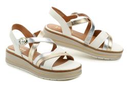 Jana 8-28267-44 bílo zlaté dámské sandály na platformě