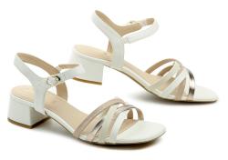 Jana 8-28279-46 bílo béžové dámské sandály na podpatku šíře H
