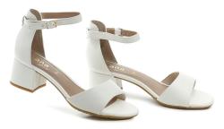 Jana 8-28361-42 bílé dámské sandály na podpatku šíře H