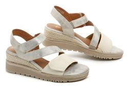 Jana 8-28763-44 béžovo zlaté dámské sandály na klínku