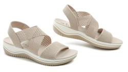 Jana 8-28768-42 zlatá béžové dámske sandále šírka H