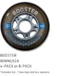 K2 Booster 80 mm / 82A 8 ks + spacery a ložiska ILQ-7 K2 Booster 80 mm / 82A 8 ks + spacery a ložiska ILQ-7