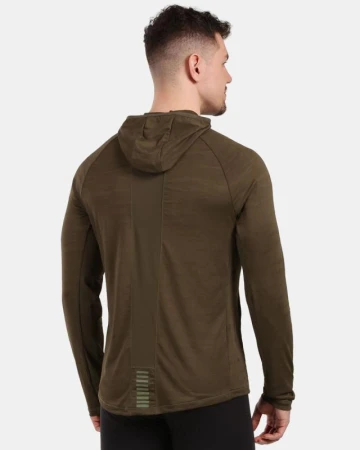 KILPI AILEEN-M Khaki pánské běžecké tričko s dlouhým rukávem