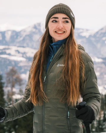 KILPI ALBERTA-W Tmavě zelená dámská péřová bunda