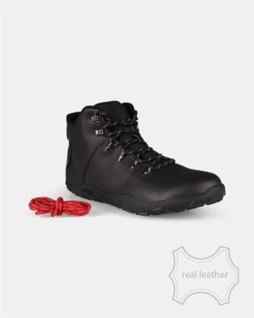 KILPI BARE LEATHER HIGH-U Černá unisex outdoorová barefoot obuv