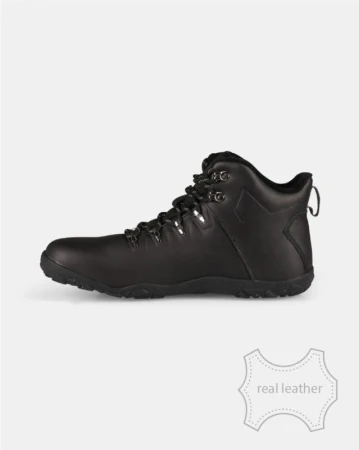 KILPI BARE LEATHER HIGH-U Černá unisex outdoorová barefoot obuv