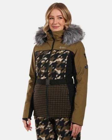 KILPI CLAIR-W Khaki dámská lyžařská bunda
