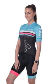 Kilpi CORRIDOR-W světle modrý cyklistický dres + Kilpi MURIA-W černé cyklistické kraťasy
