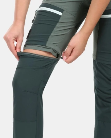 KILPI HOSIO-W Tmavě zelené dámské outdoorové odepínací kalhoty