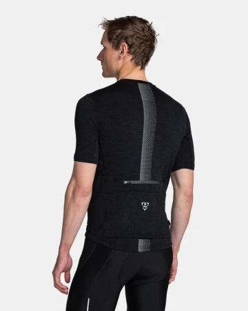 Kilpi PETRANA-M tmavě šedý merino cyklistický dres + KILPI PRESSURE-M Černé cyklistické šortky