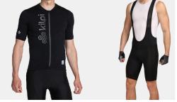 Kilpi PETRANA-M tmavomodrý merino cyklistický dres + KILPI RIDER-M Čierne cyklistické kraťasy